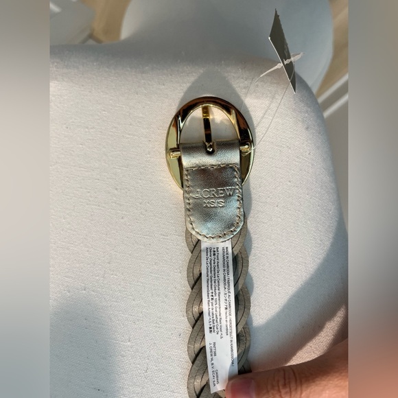 NWT J.Crew Braided Metallic Italian Leather in white gold XS/S - Picture 10 of 10